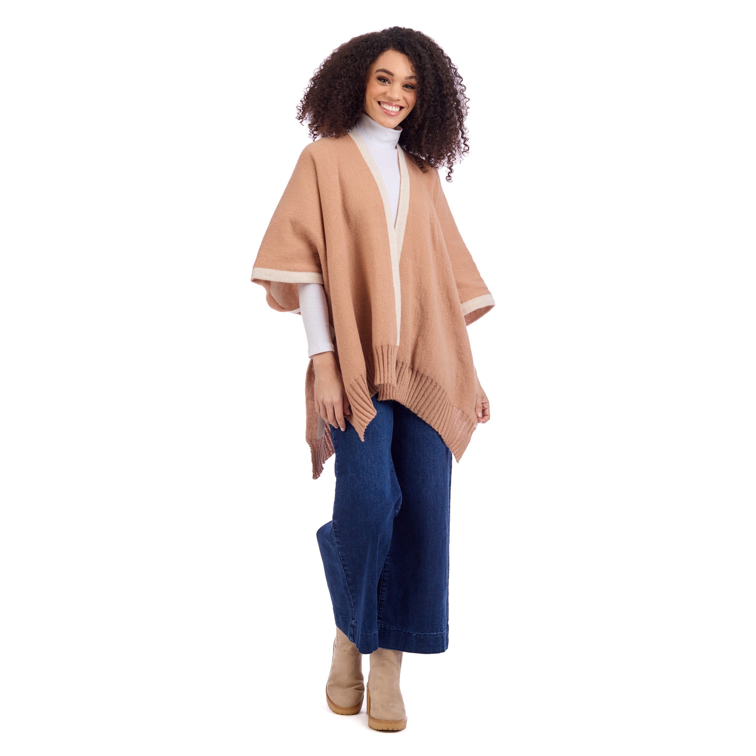 Bringham Reversible Poncho-Tan By Mud Pie