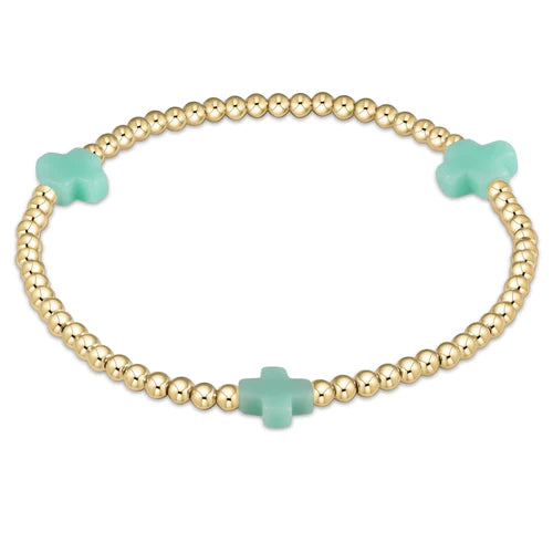 egirl signature cross gold pattern 3mm bead bracelet - mint by enewton - A. Dodson's