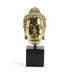Golden Buddha Head on Black Pedestal Stand - A. Dodson's