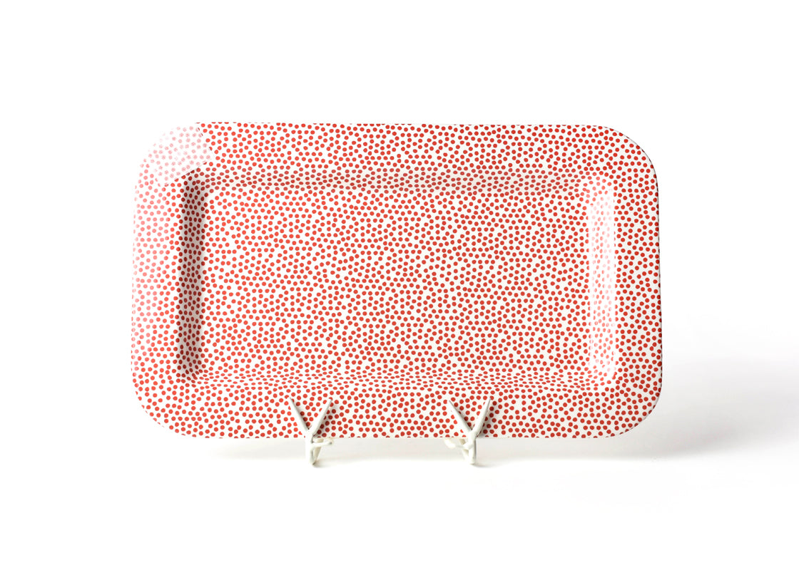 RED SMALL DOT MINI RECTANGLE ENTERTAINING PLATTER - A. Dodson's