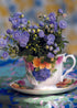 PURPLE FLOWERS IN A TEA CUP CARD - A. Dodson's
