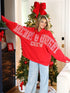 Merry & Bright Crew mock neck sweatshirt styled beside a Christmas tree