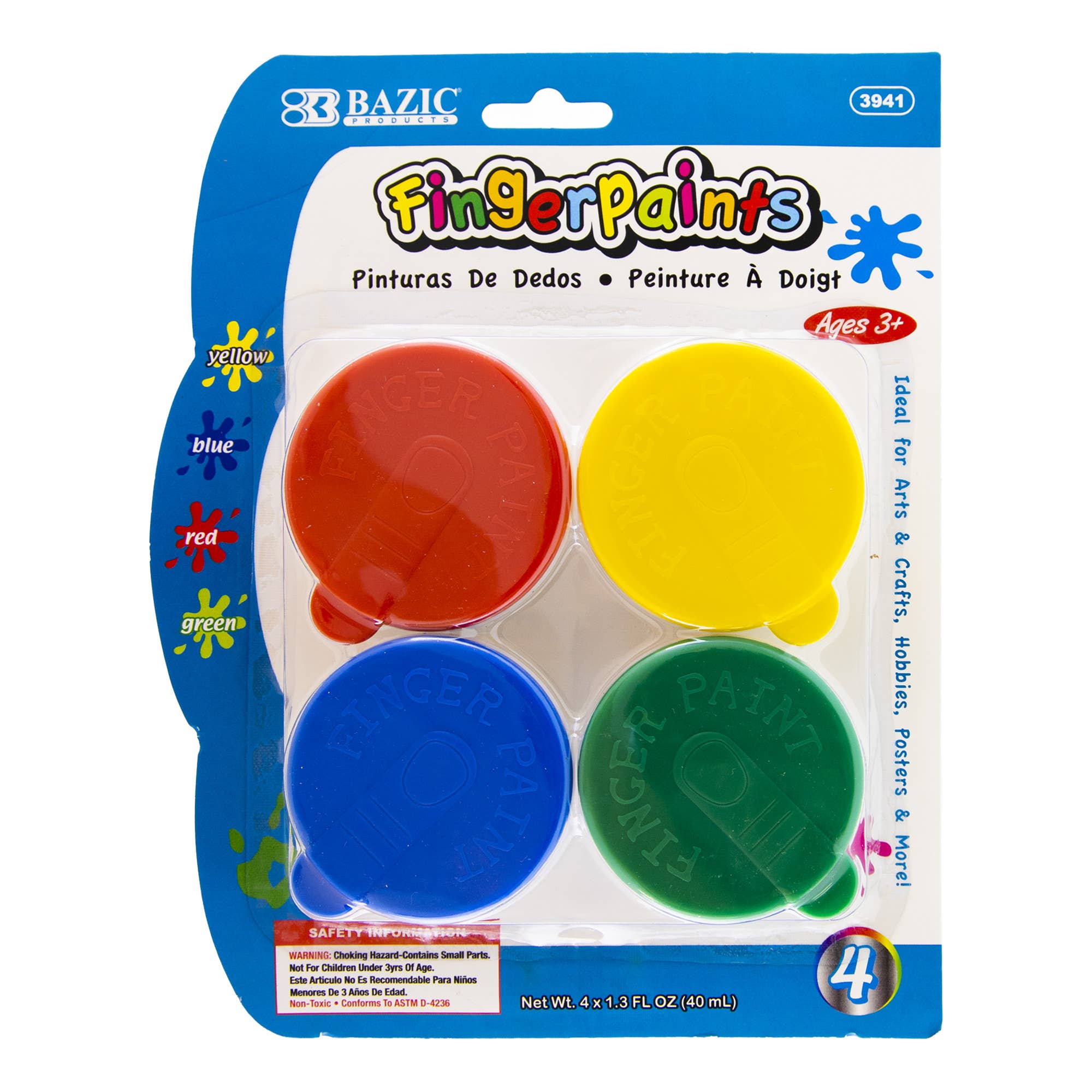 4-Color Washable Finger Paint Set, Ages 3+