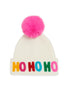 "HO HO HO" BEANIE, WHITE