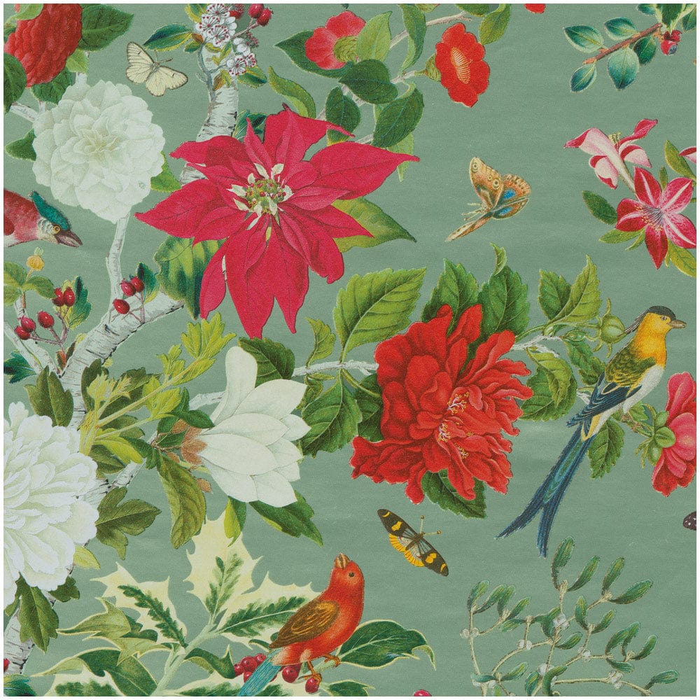 CHRISTMAS CHINOISERIE CELADON FOIL - ROLL WRAP 30