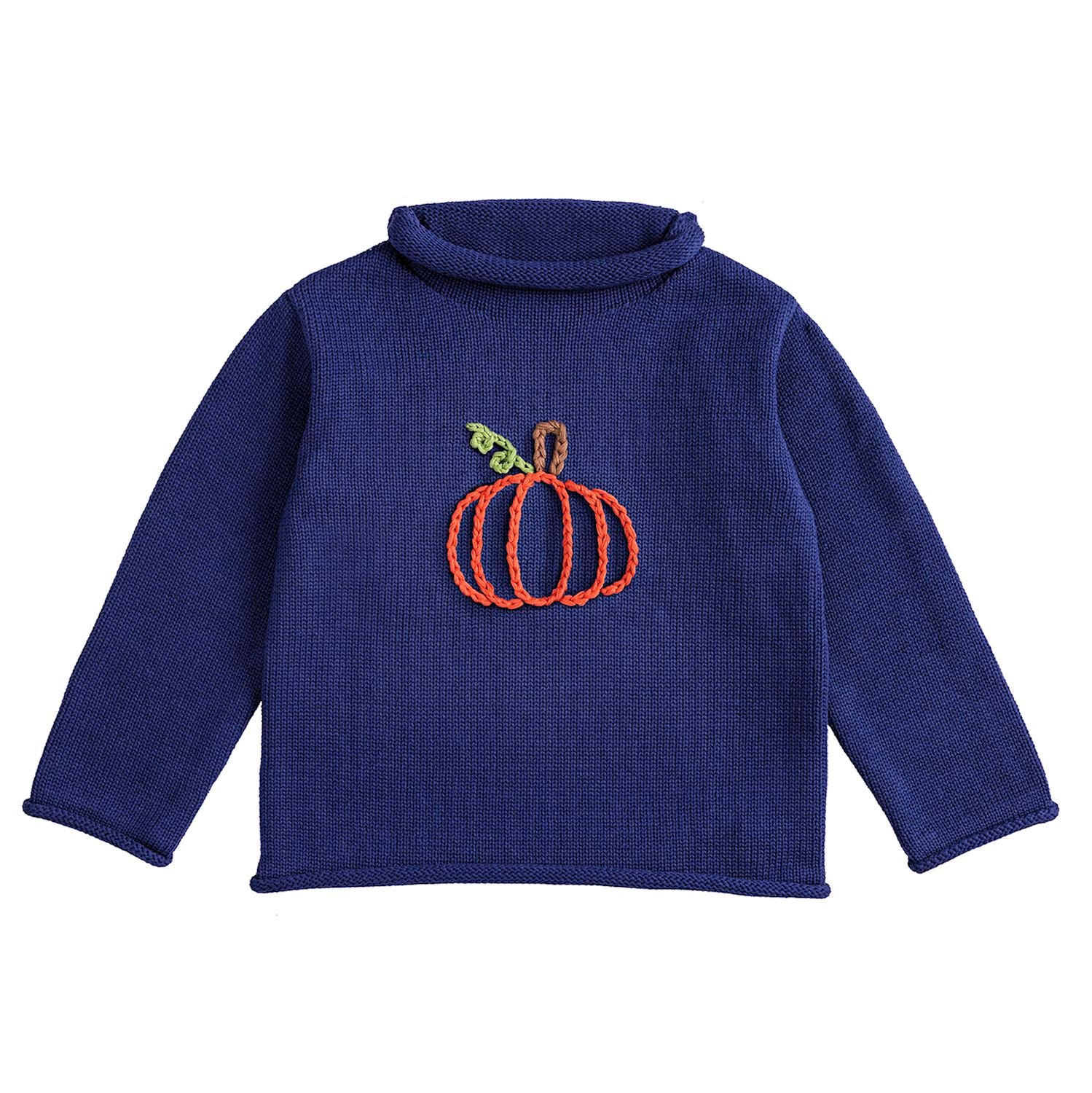 NAVY PUMPKIN ROLLNECK SWEATER BY MUD PIE