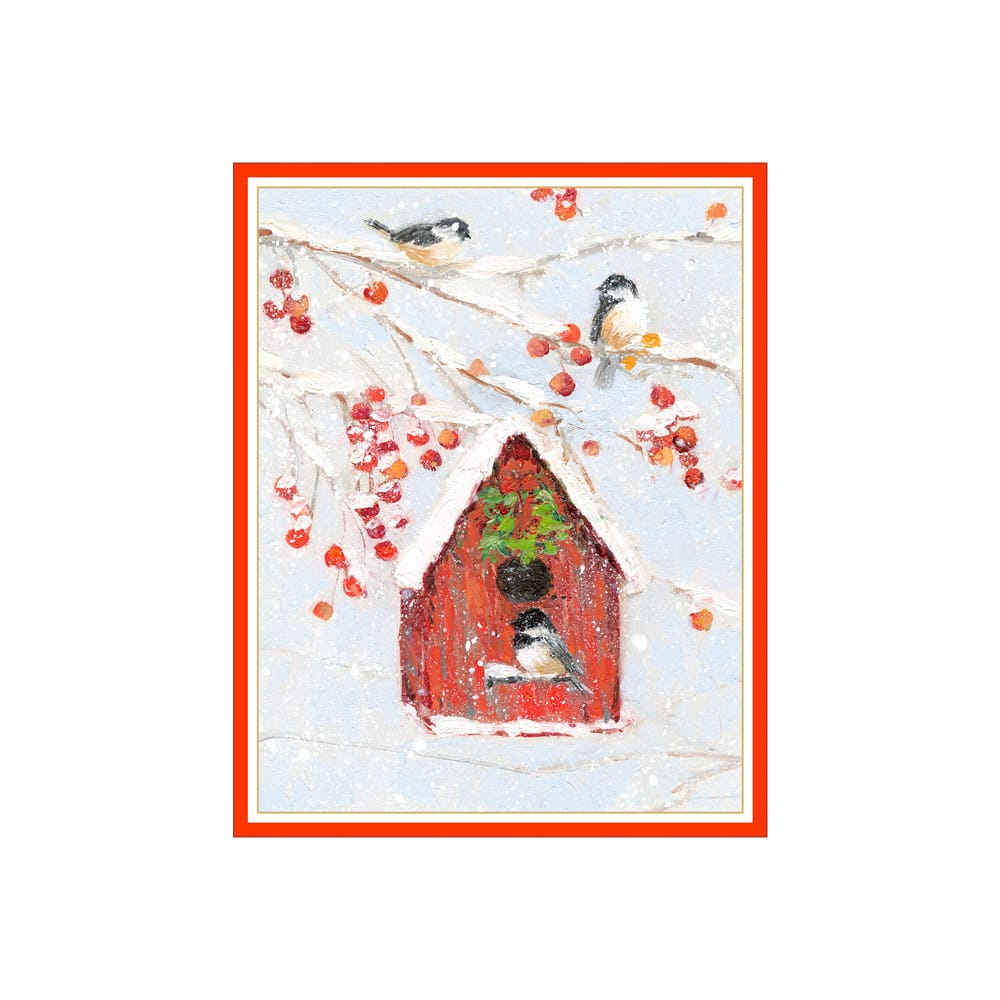 Chickadee Birdhouse Petite Boxed Christmas Cards