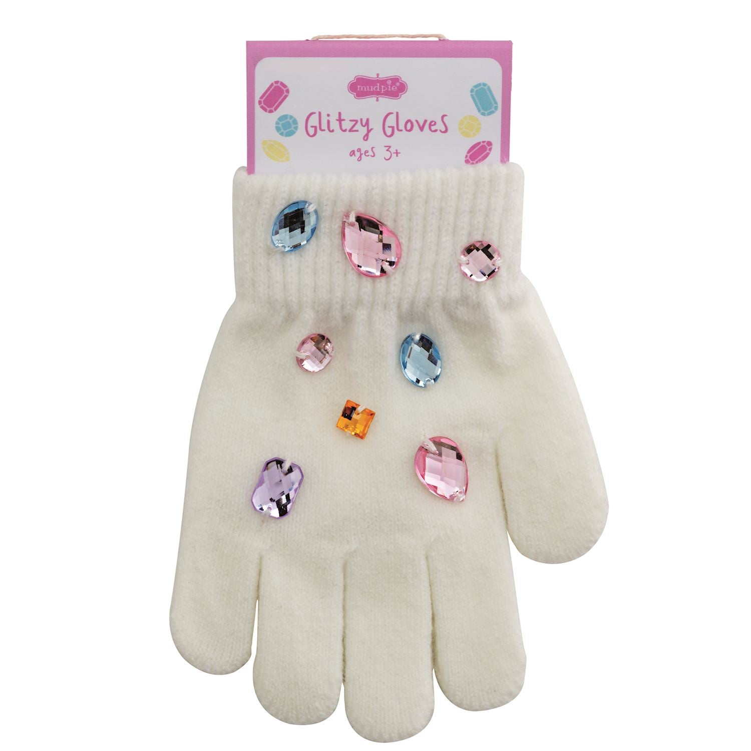 White Glitzy Gloves By Mud Pie