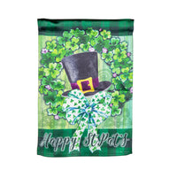 Saint Patrick's Lucky Hat Wreath Lustre Garden Flag