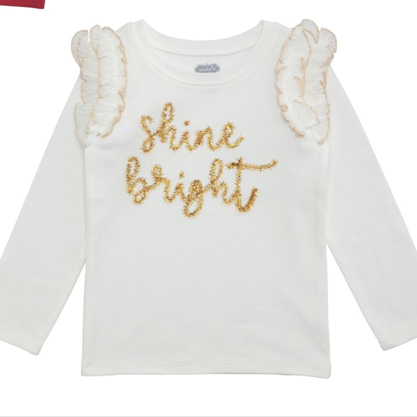 White Shine Bright Tinsel Tee By Mud Pie