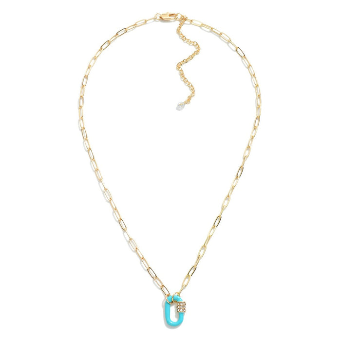 TURQUOISE OVAL LOCK NECKLACE
