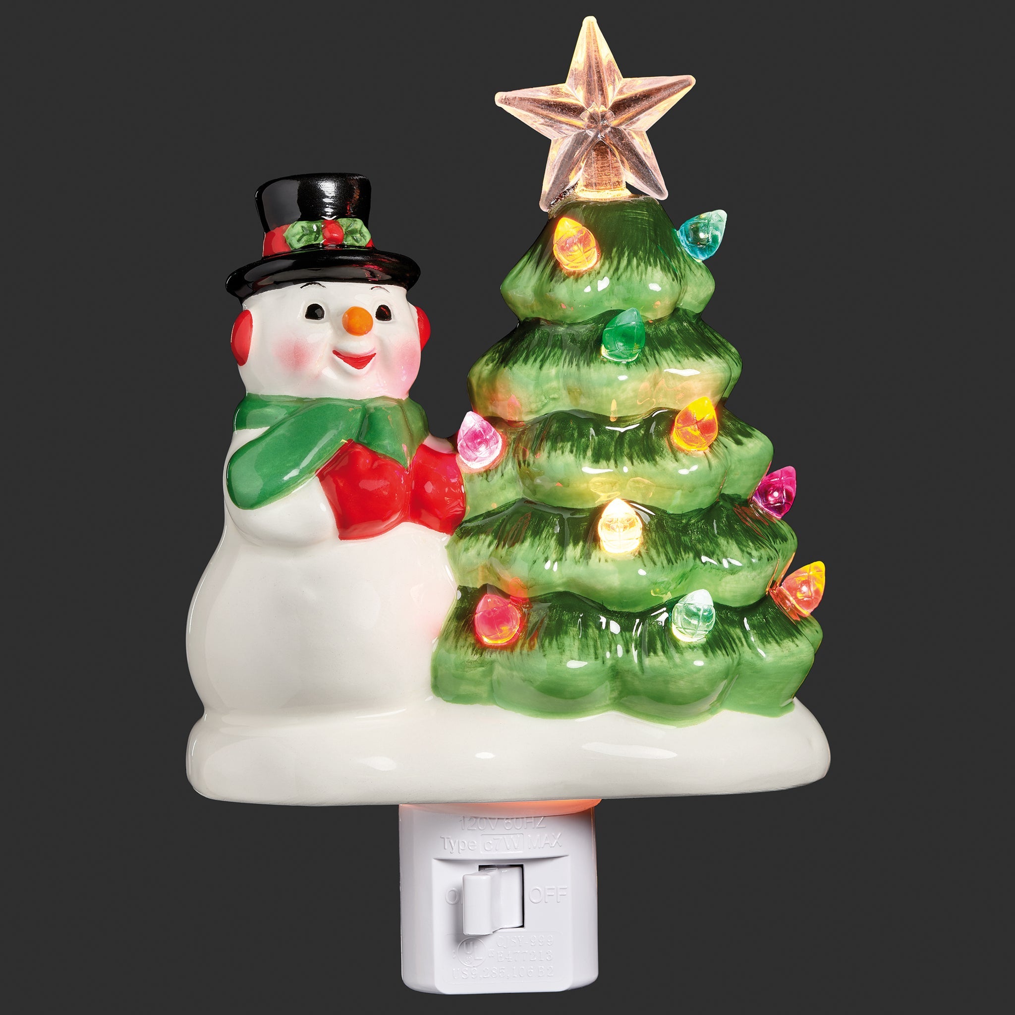Roman Lights Snowman and Christmas Tree Night-Light