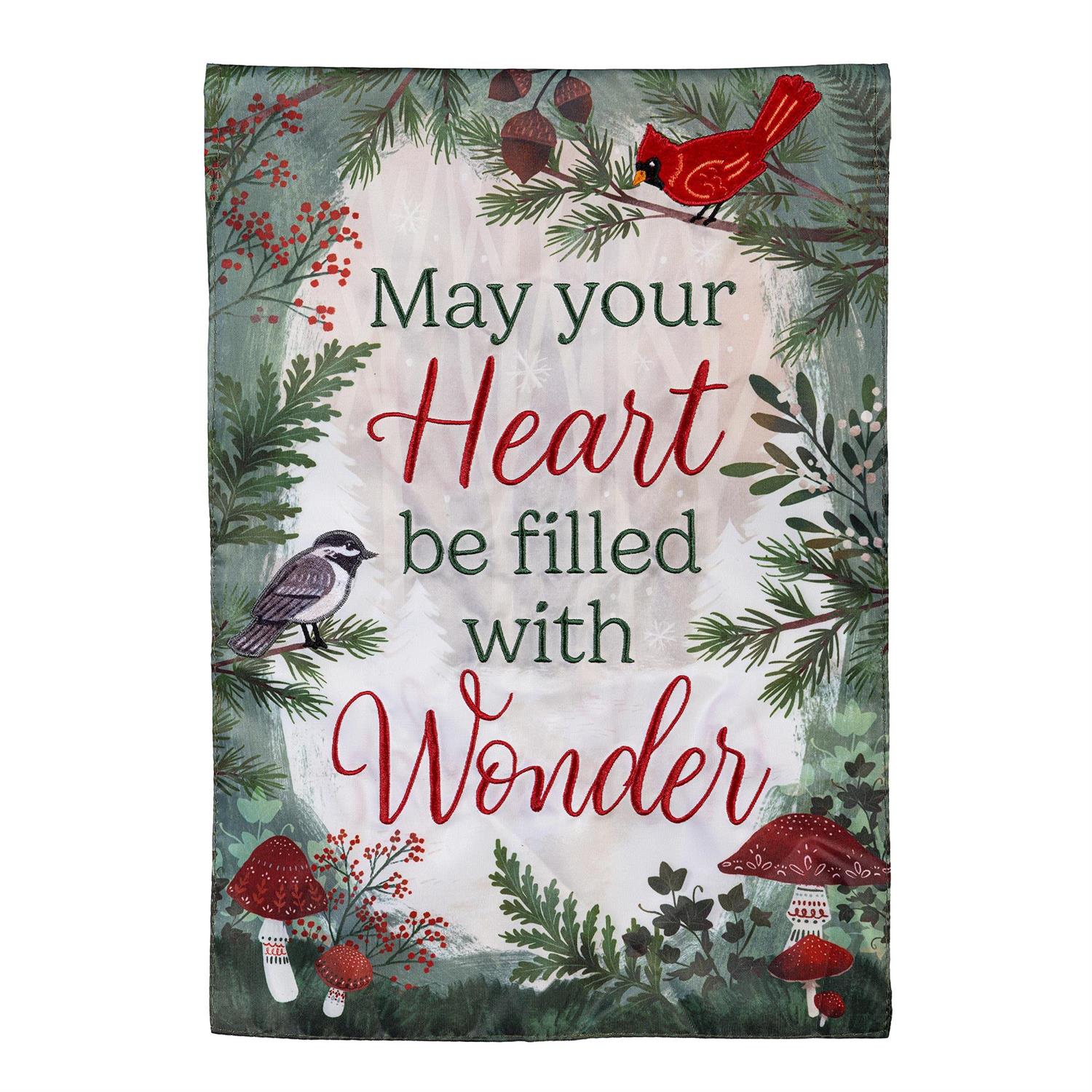 Wondering Heart Applique Garden Flag