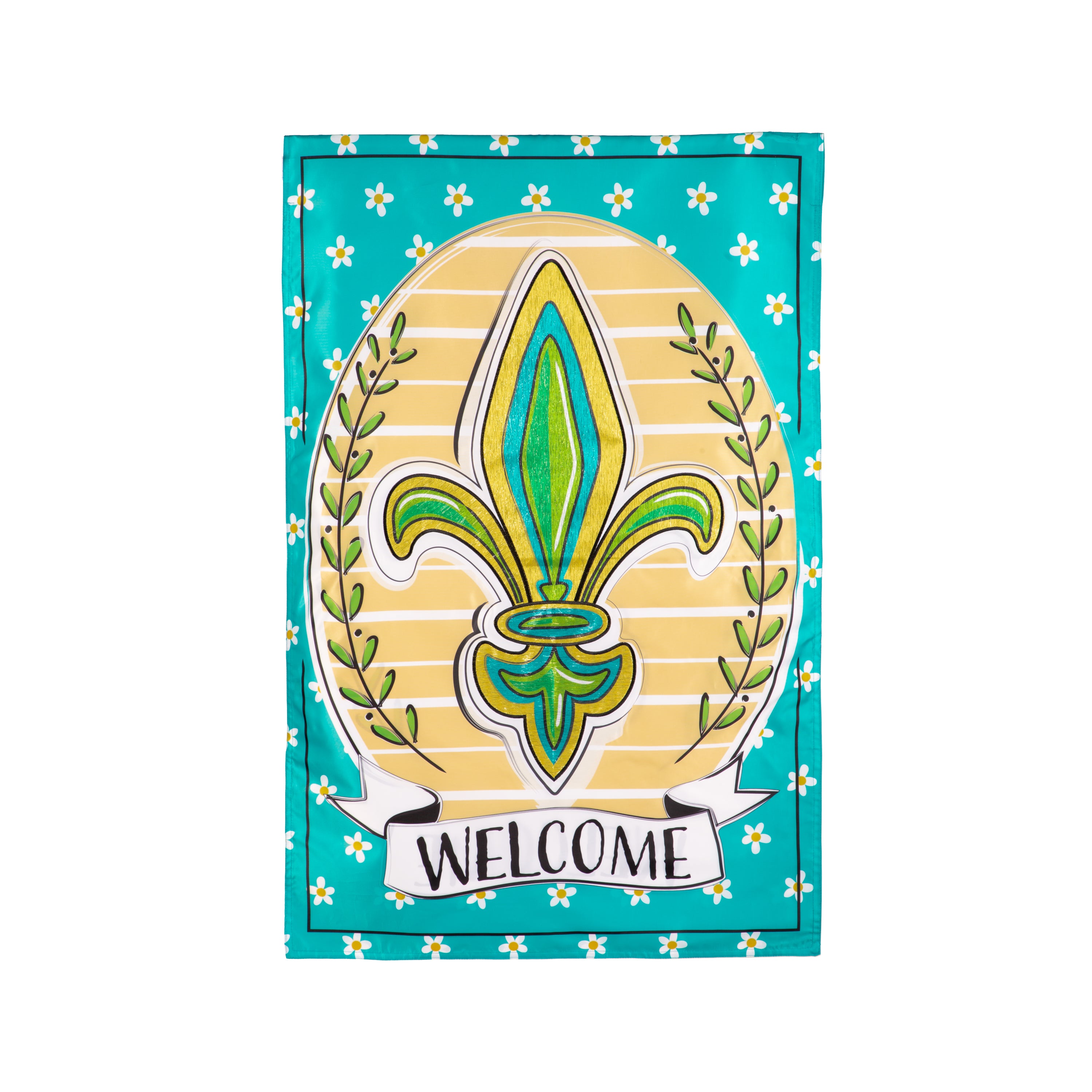 Fleur De Lis Welcome Applique Garden Flag - A. Dodson's