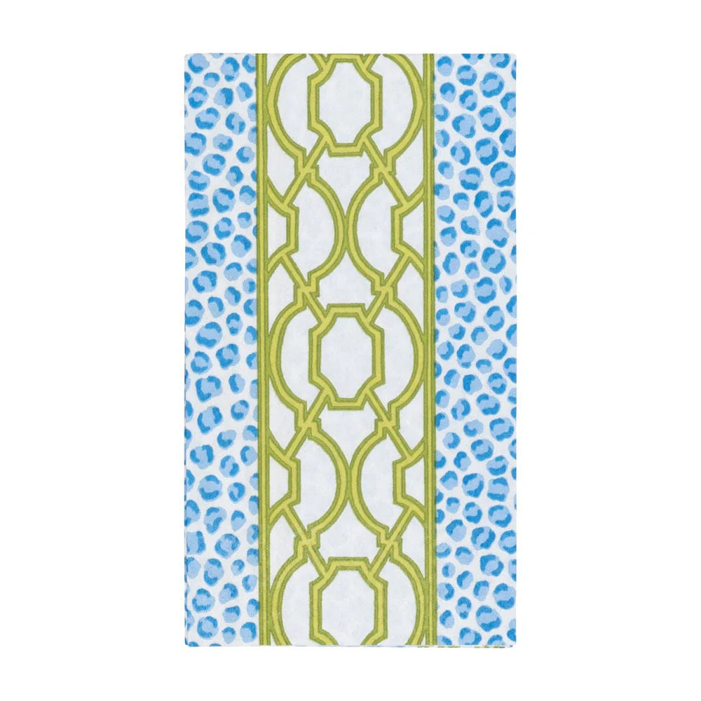 KNOTS AND SPOTS BLUE/GREEN - GUEST TOWEL