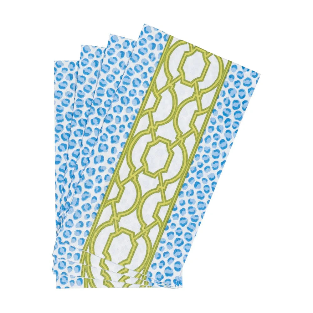 KNOTS AND SPOTS BLUE/GREEN - GUEST TOWEL