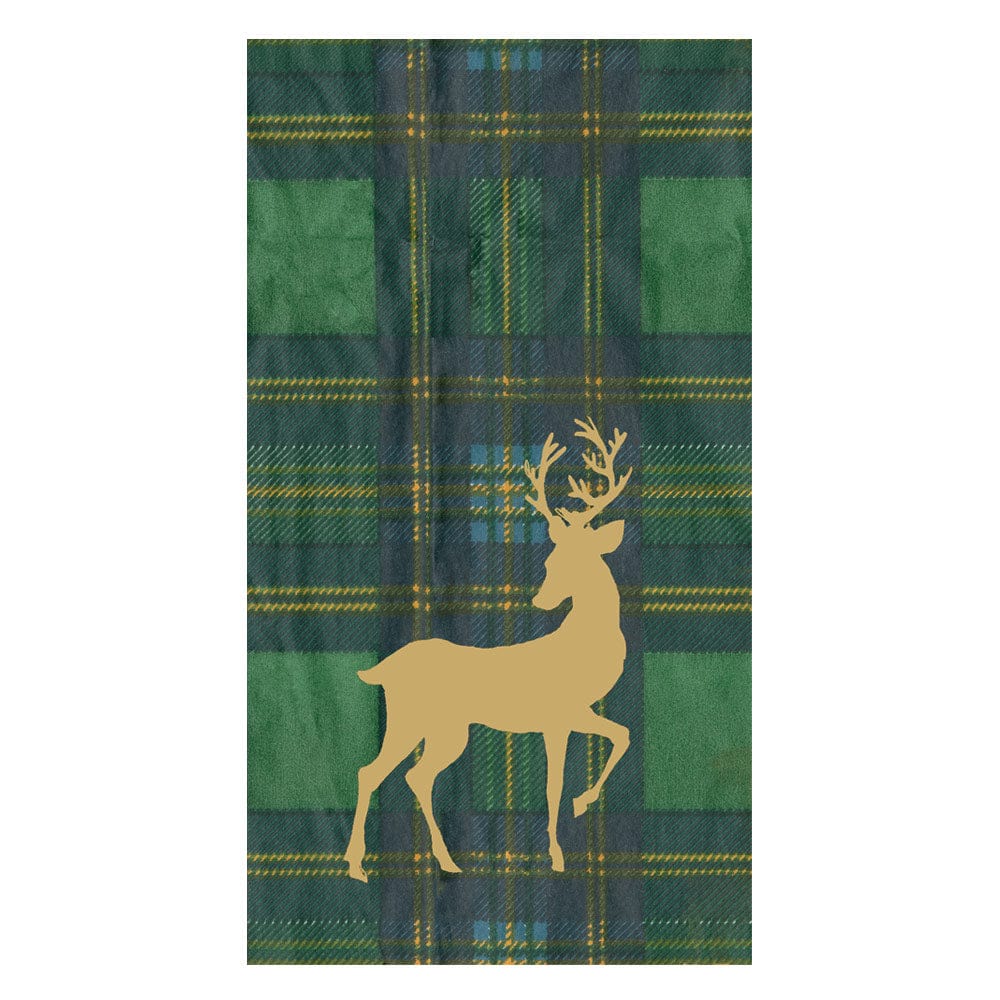 REINDEER TARTAN GREEN - GUEST TOWEL