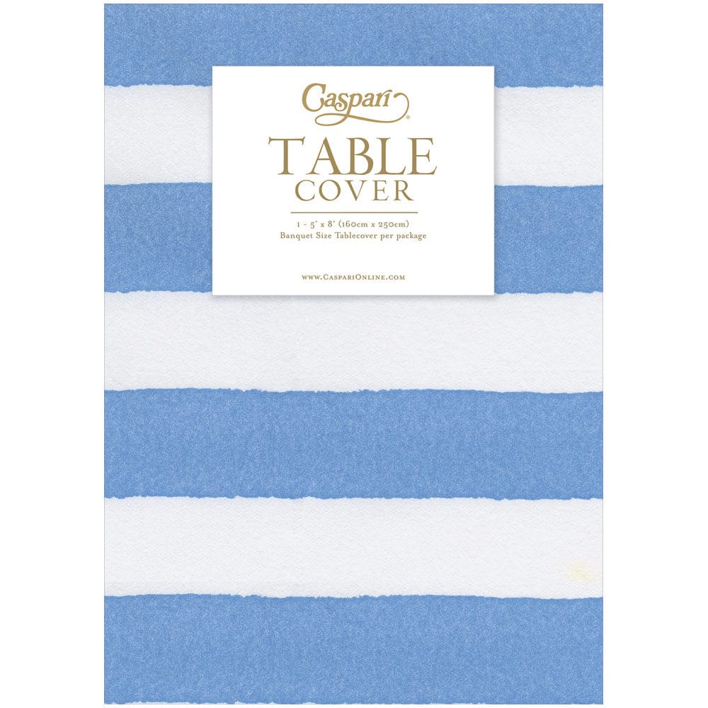 CAFE STRIPE BLUE-PAPER LINEN - PRINT AIRLAID TABLECOVER 5.2'X8.2'