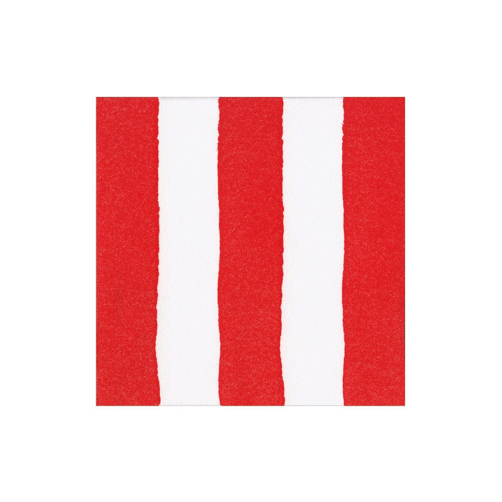 CAFE STRIPE RED-PAPER LINEN - NAPKIN AIRLAID COCKTAIL-15 IN