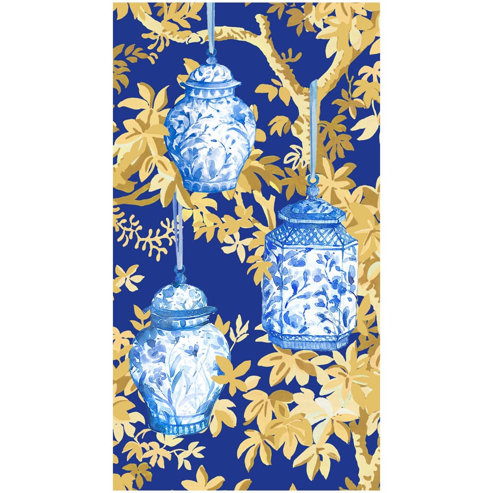 Ginger Jars Dark Blue Guest Towels
