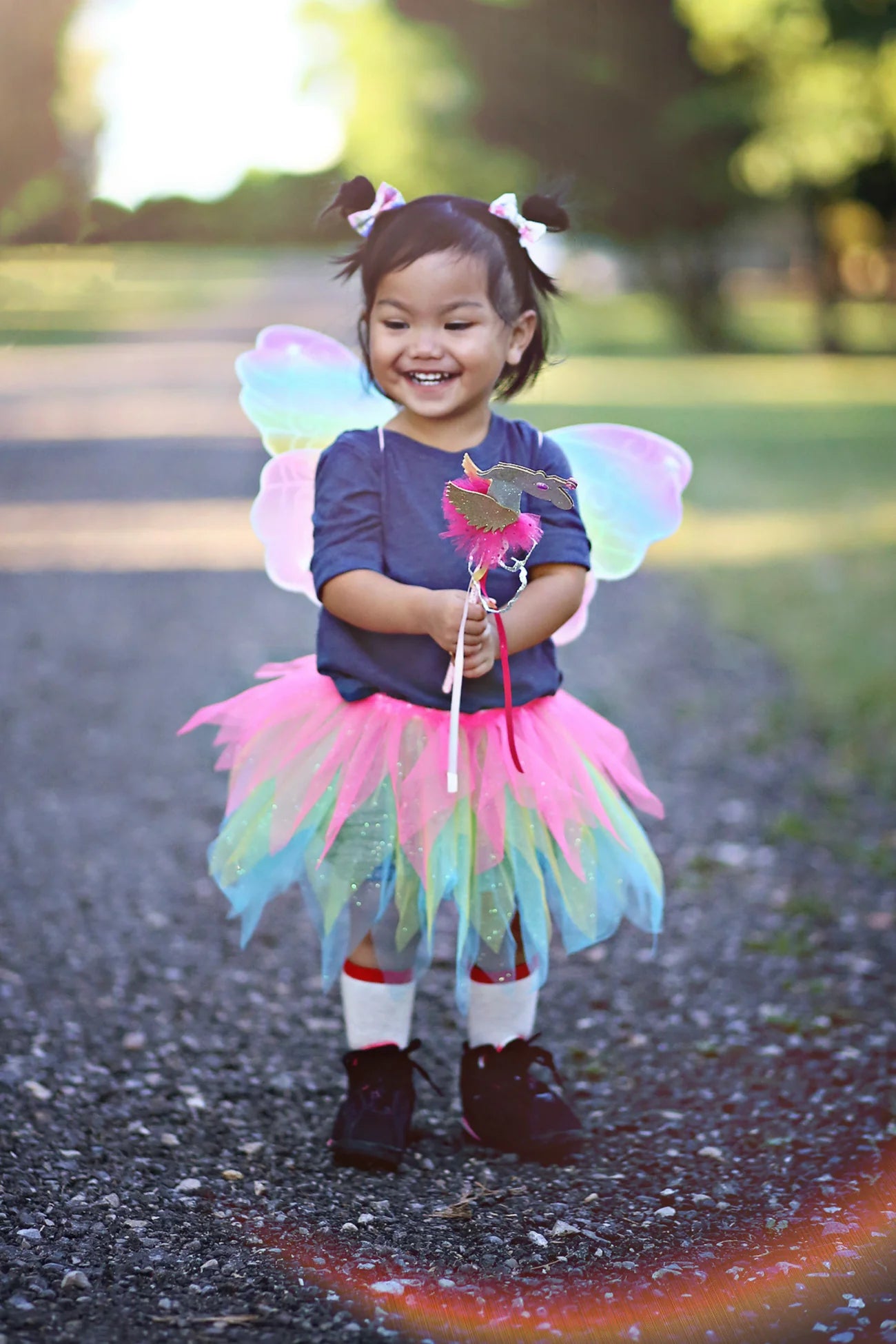 Neon Rainbow Skirt Wings and Wand Set - A. Dodson's