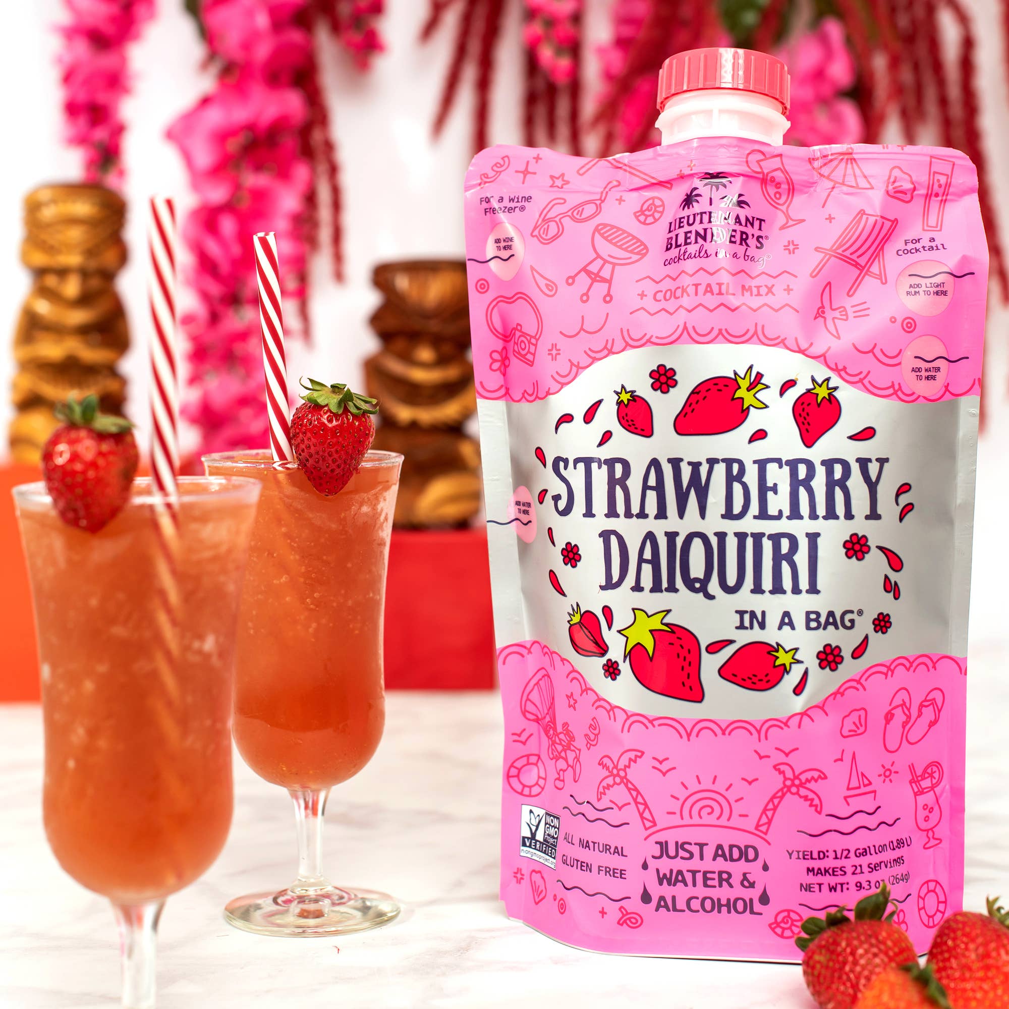 Strawberry Daiquiri in a Bag Cocktail/Mocktail Slushie Mixer
