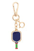 Pearl Studded Pickleball Paddle Bag Charm in Navy