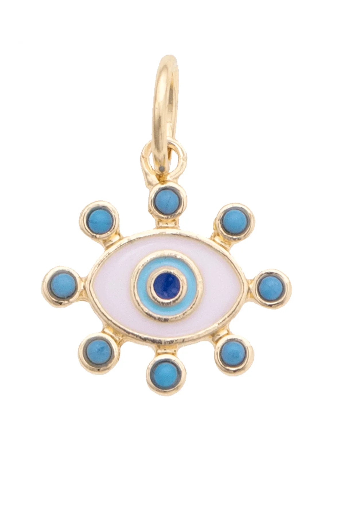 Studded Evil Eye Charm in Shiny Gold