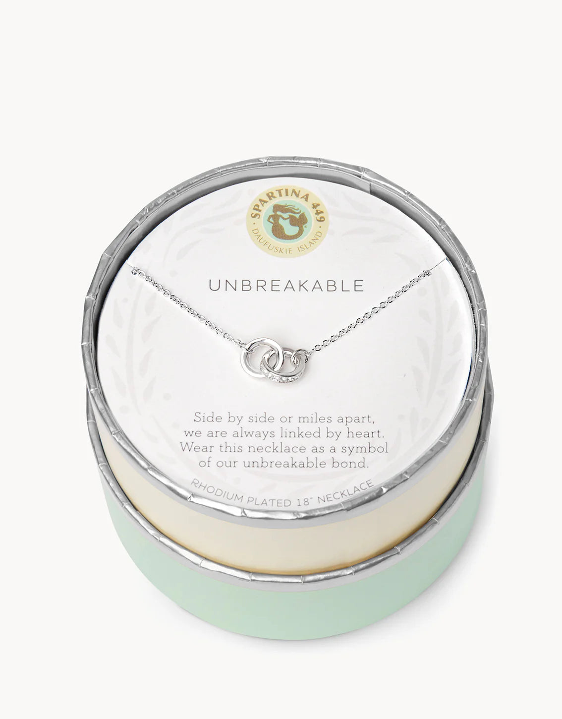 Spartina SLV Necklace 18" Unbreakable/Double Rings Silver