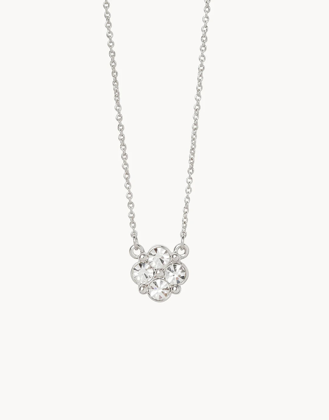 Spartina SLV Necklace 18" Blessed/Crystal Clover Silver