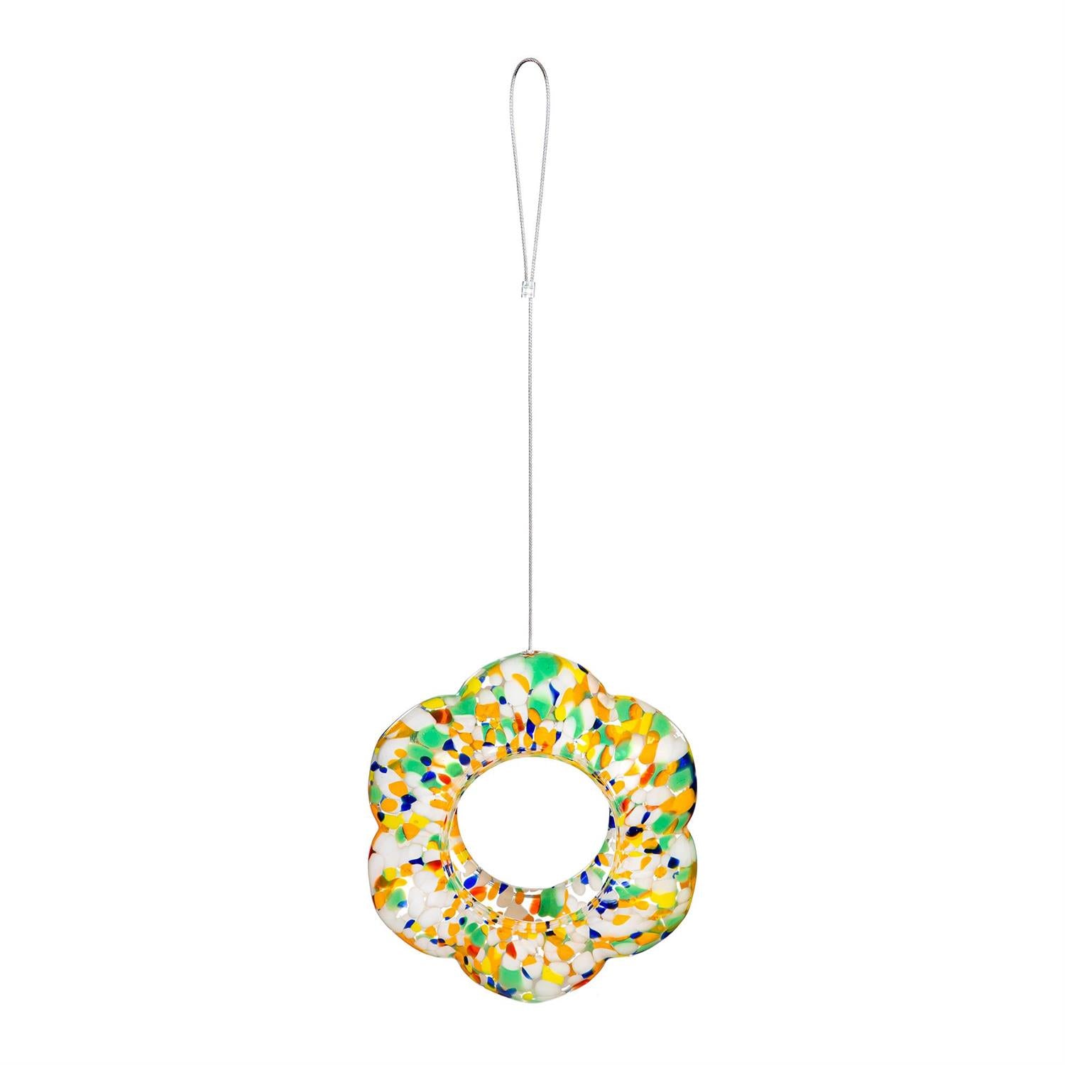 Art Glass Hanging Petal Shaped Bird Feeder