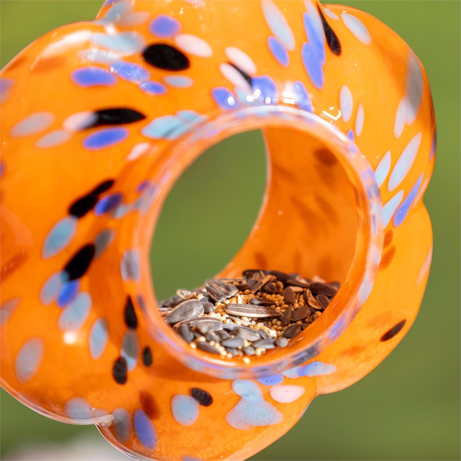 Art Glass Hanging Petal Shaped Bird Feeder