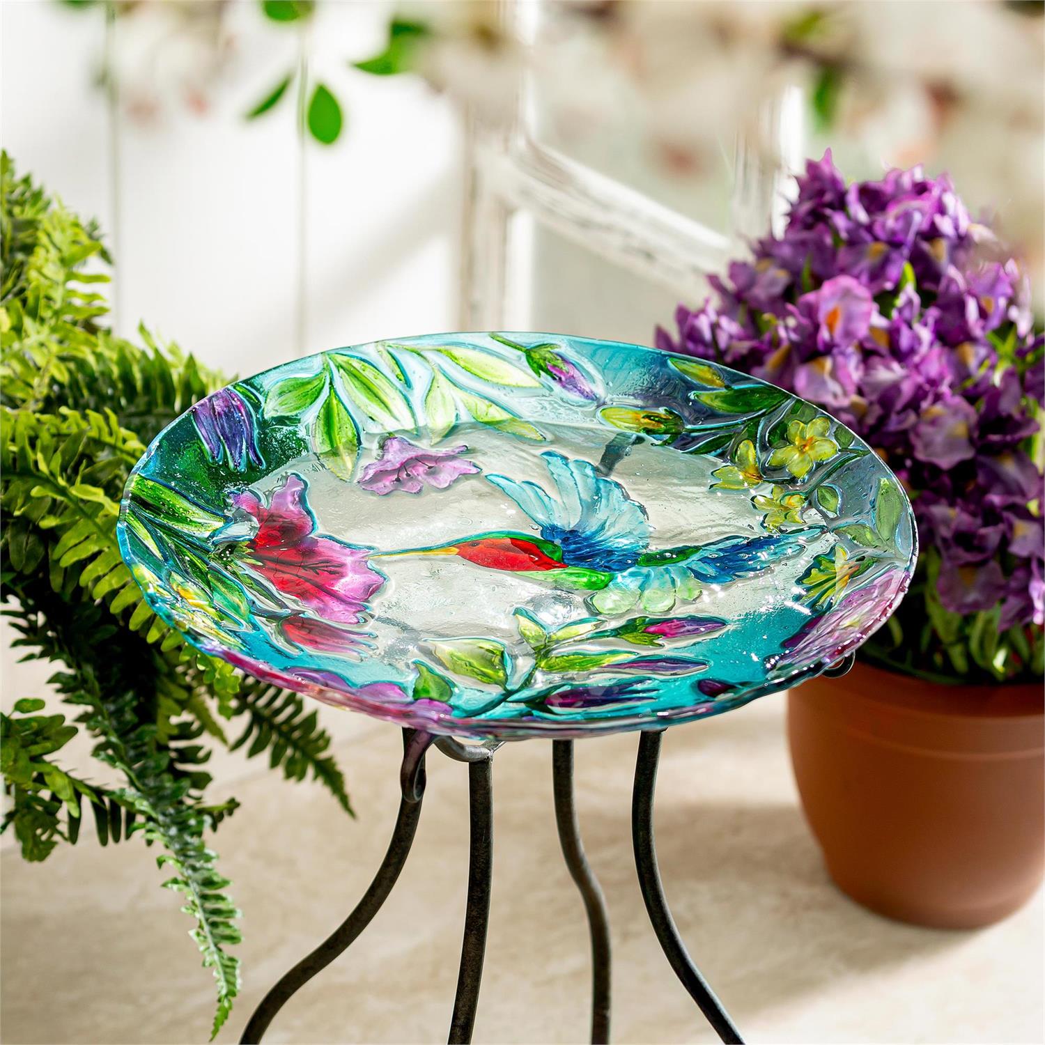 18" Pollinator Garden Birdbath Hummingbird Bath