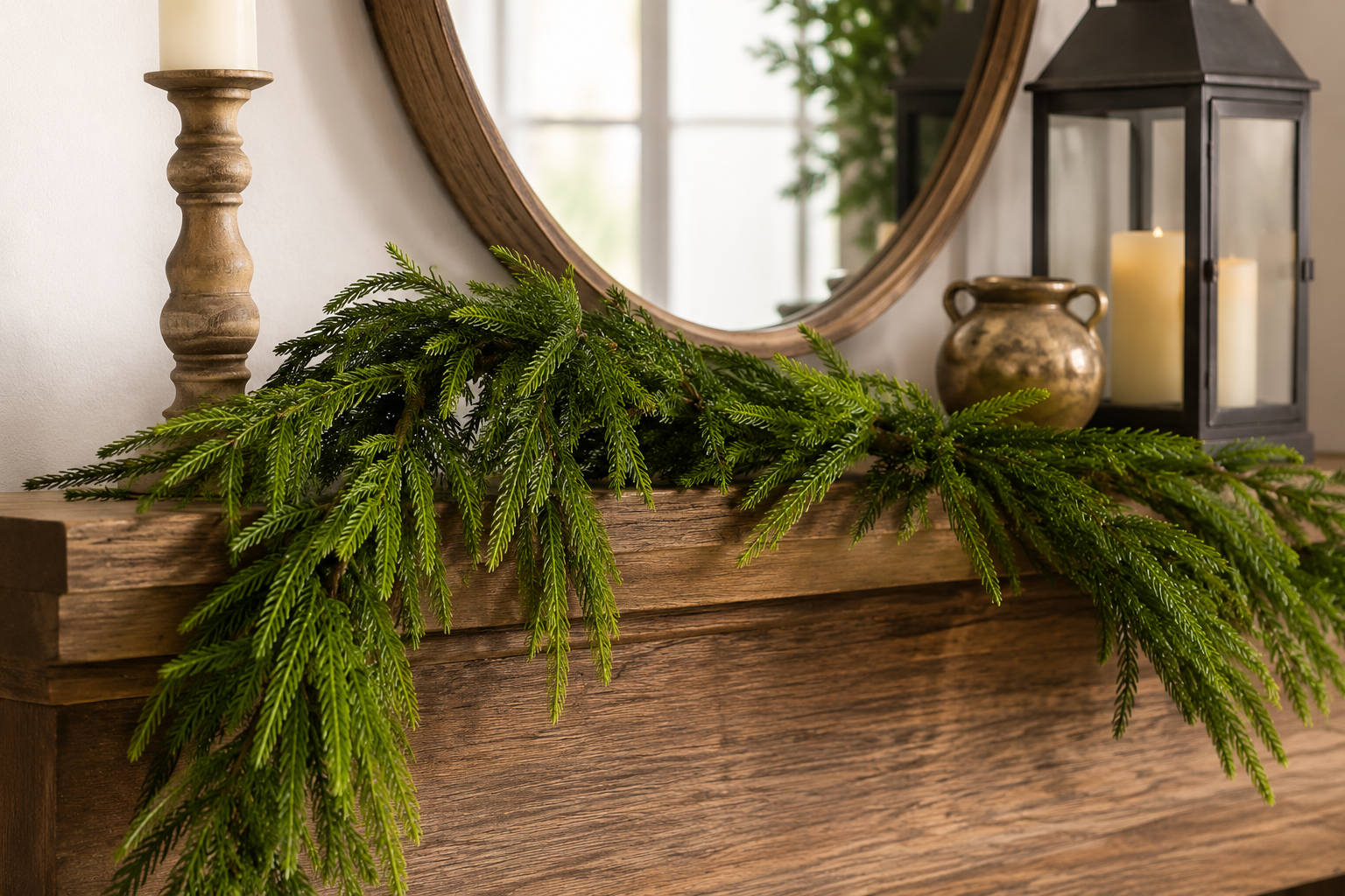 58" Natural Touch Norfolk Pine Garland–Realistic Fresh Touch