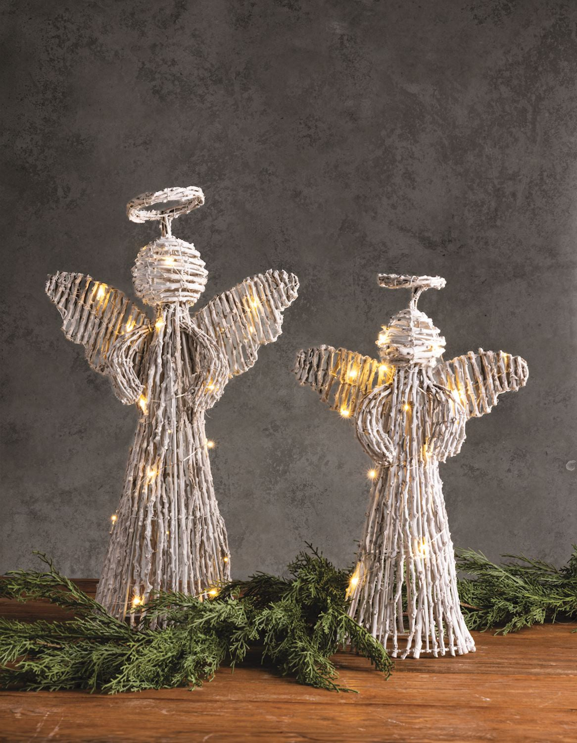 Large Light-Up Rattan Angel By Mud Pie