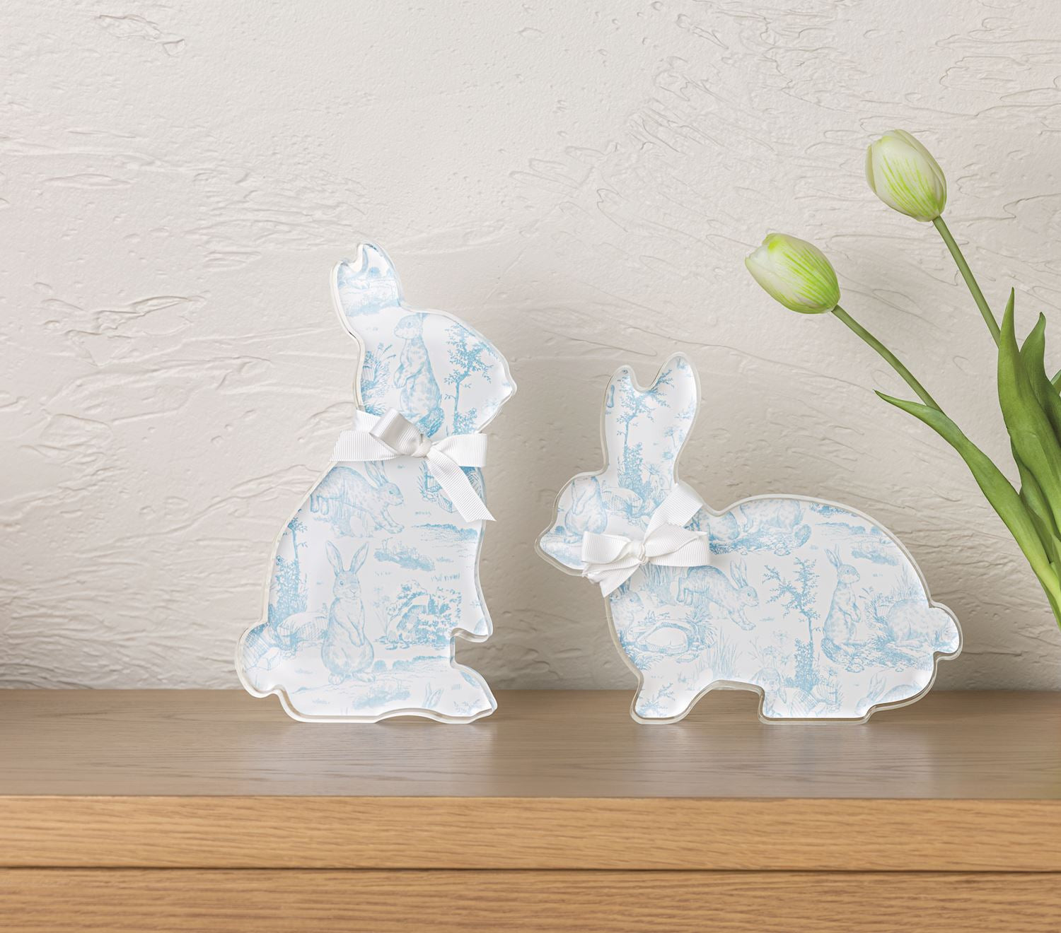 Sitting Up Toile Acrylic Bunny Sitter