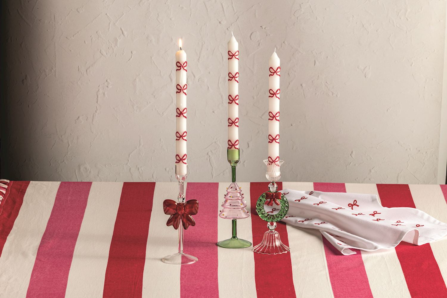 Wreath Glass Taper Holder By Mud Pie
