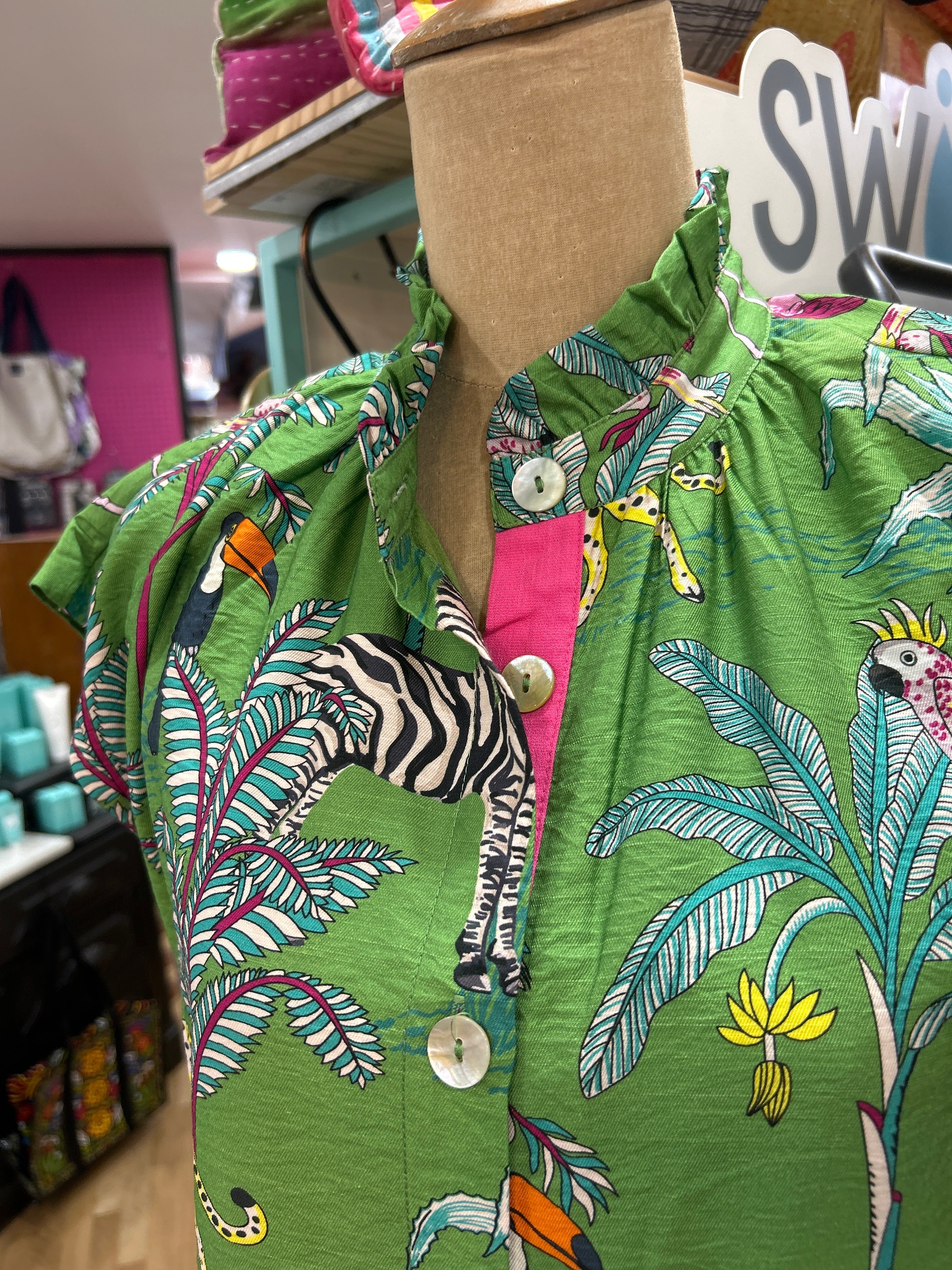 Samantha Jungle Short Sleeve Pattern Detail Dress by THML - view 2