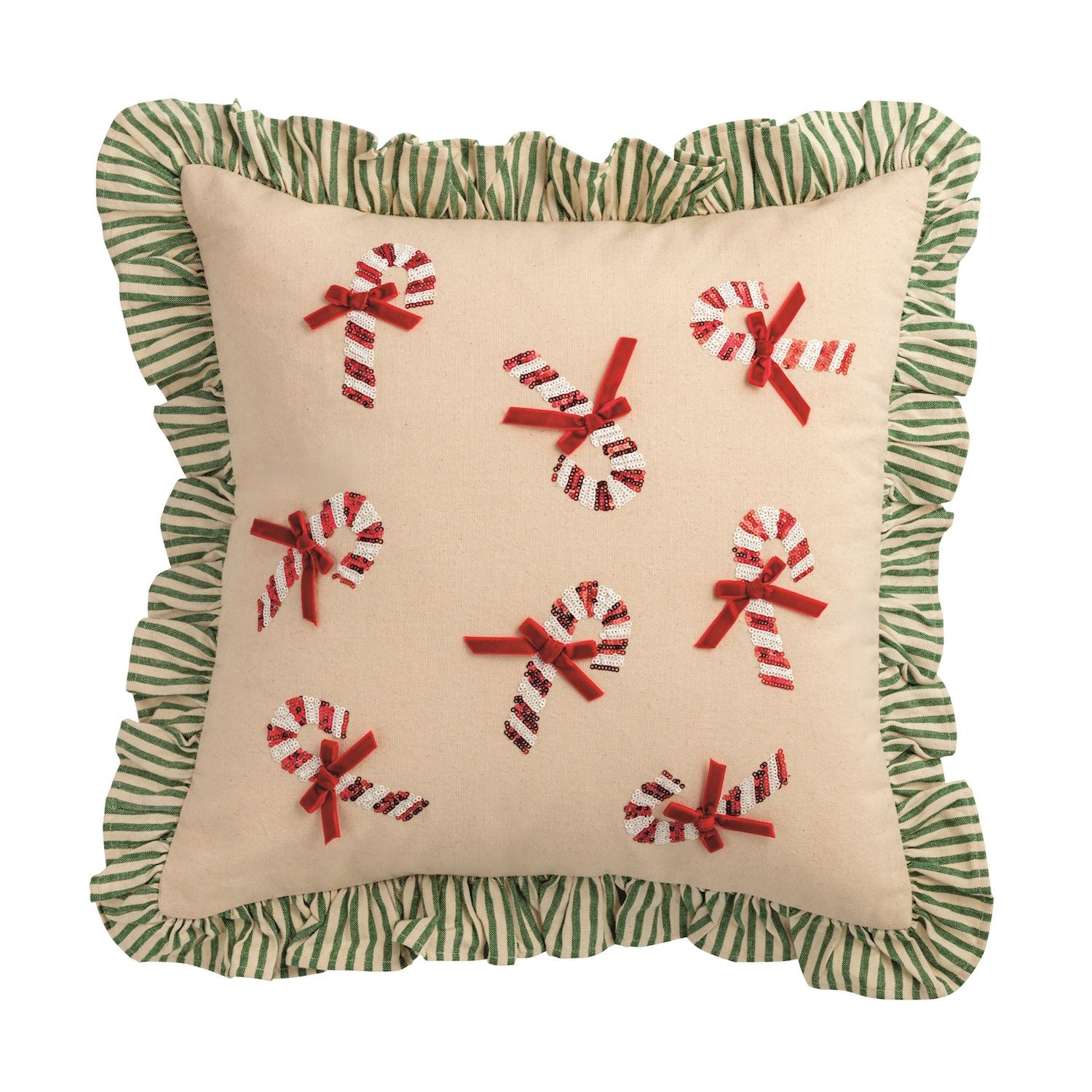 Candy Cane Sequin Pillow By Mud Pie