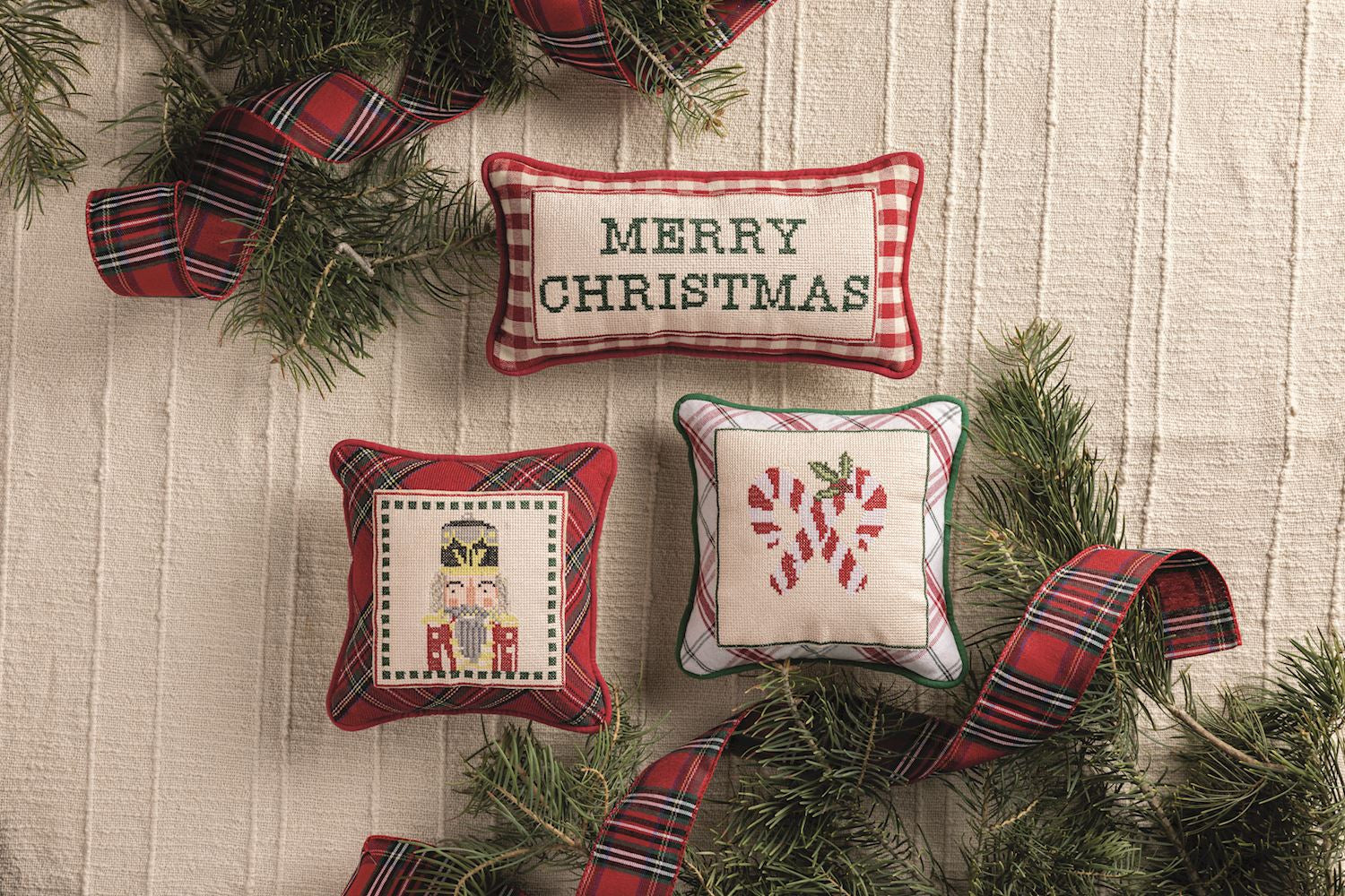 Merry Christmas Needlepoint Pillow By Mud Pie