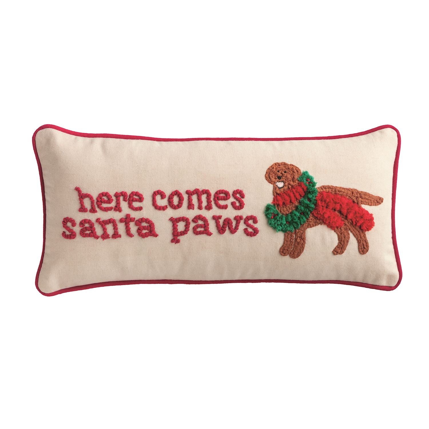 Santa Paws Needlepoint Pillow By Mud Pie