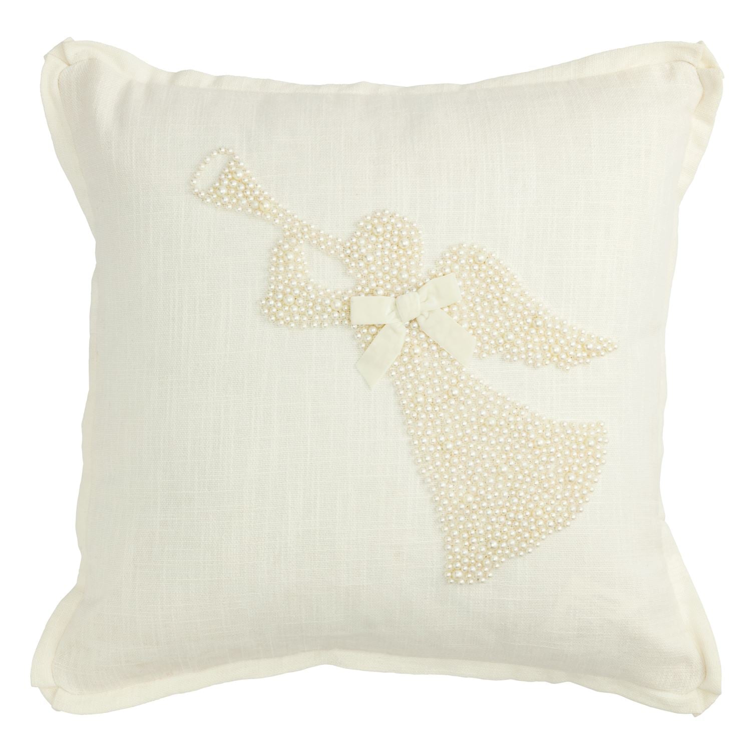 Angel White Christmas Pearl Pillow By Mud Pie