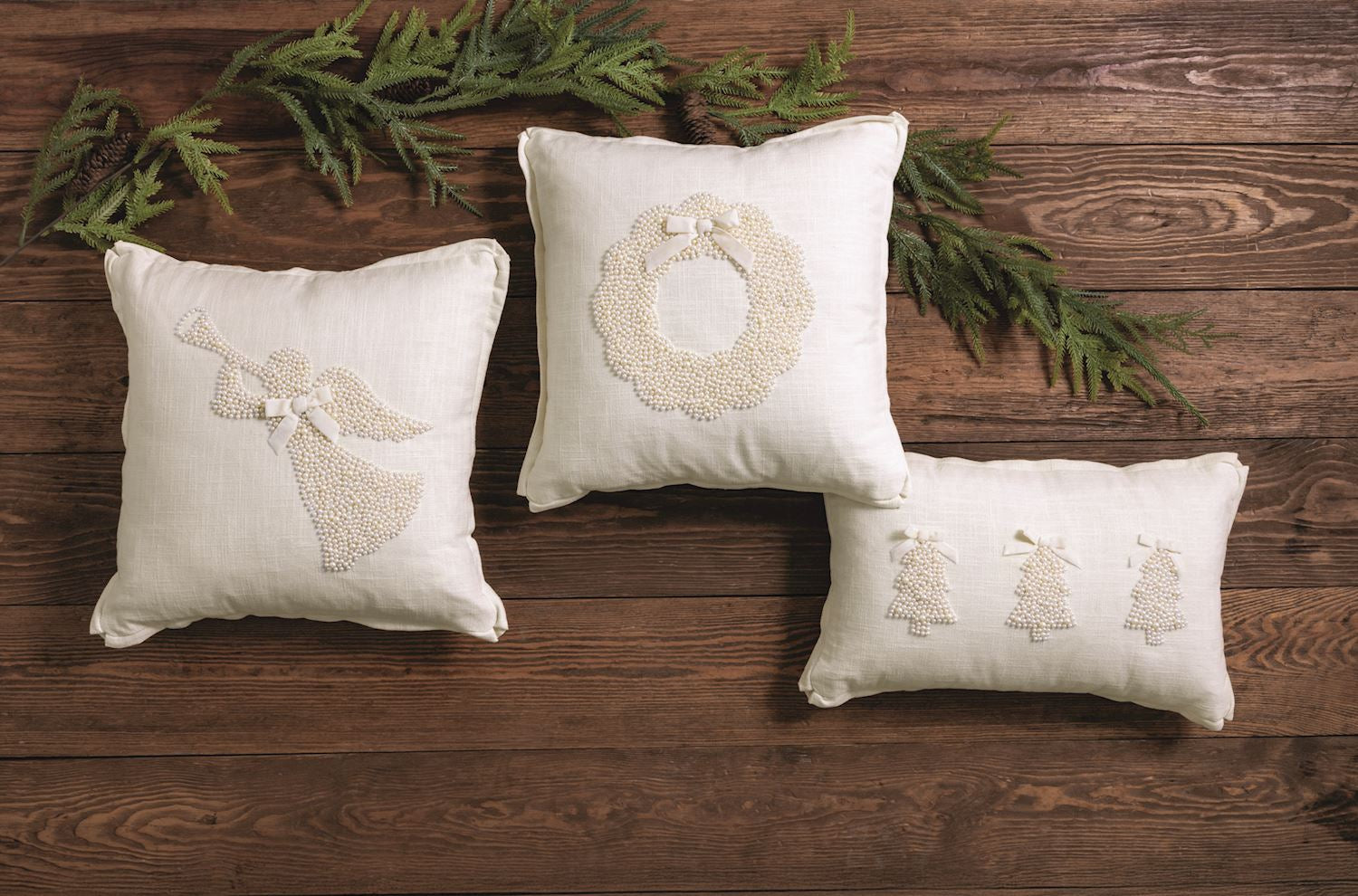 Angel White Christmas Pearl Pillow By Mud Pie