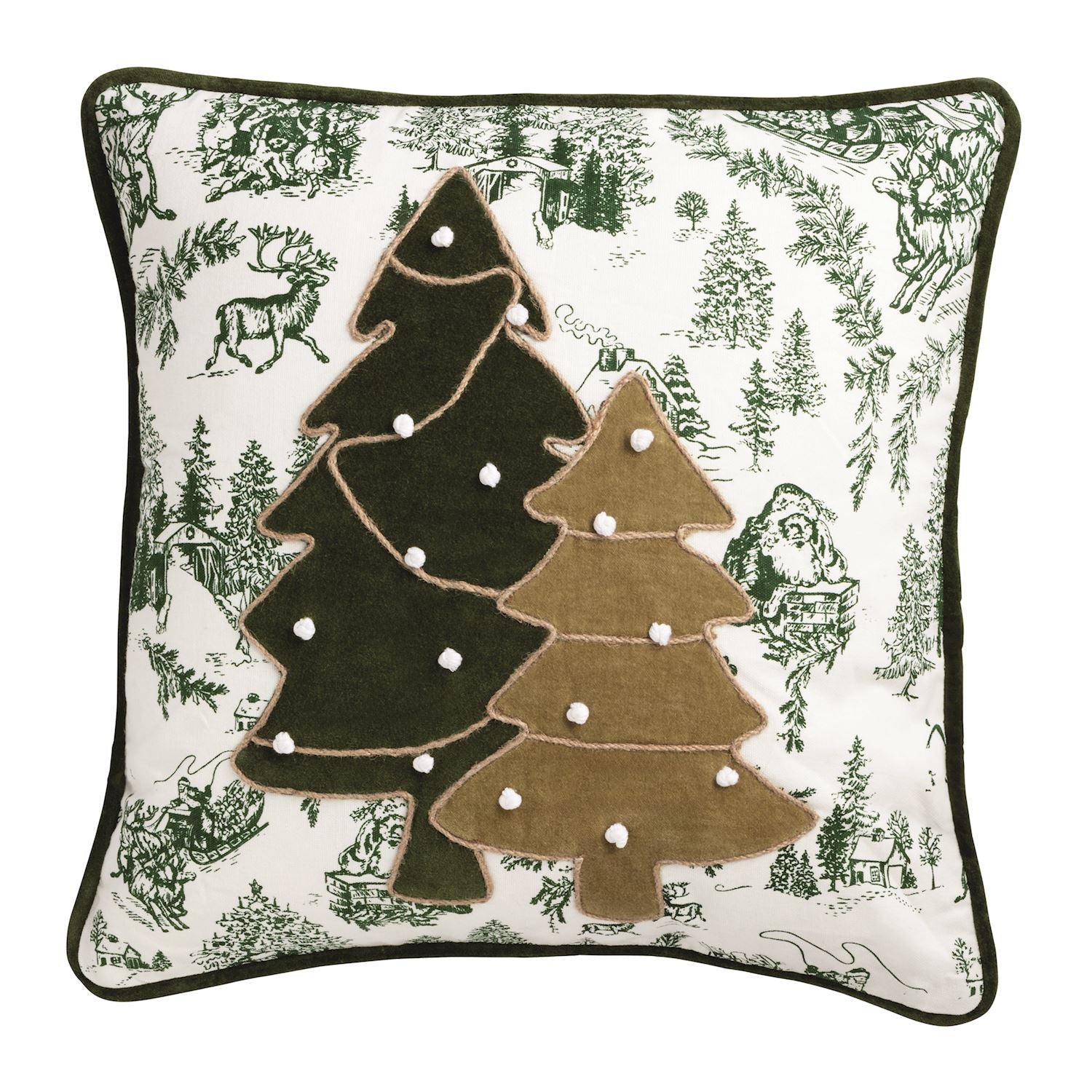 Tree Green Toile Pillow By Mud Pie