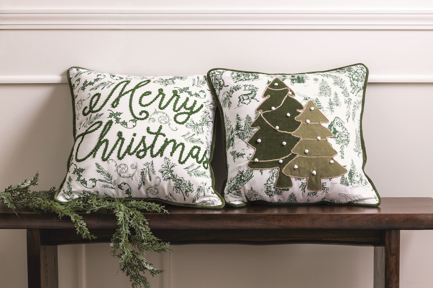 Tree Green Toile Pillow By Mud Pie