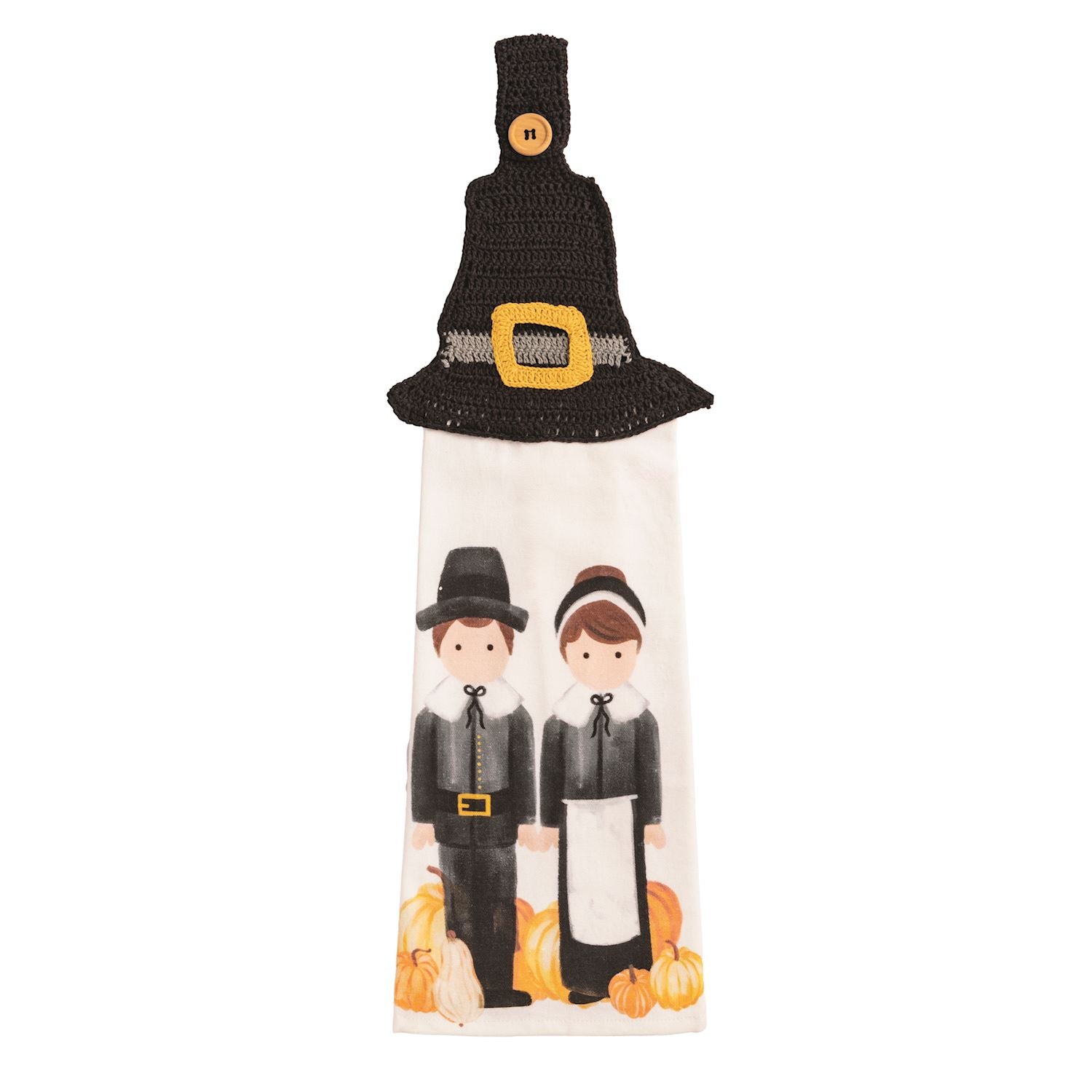 Pilgrim Hat Thanksgiving Crochet Hanging Towel By Mud Pie