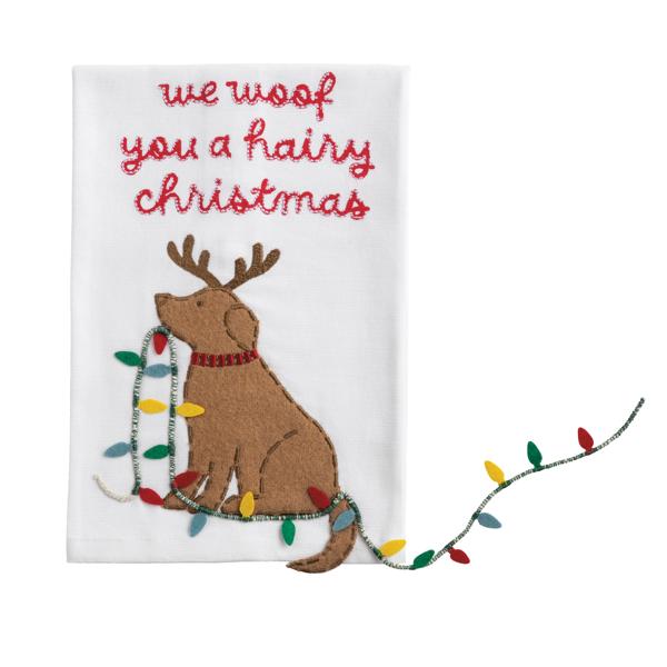 HAIRY XMAS PET DANGLE TOWEL By Mud Pie