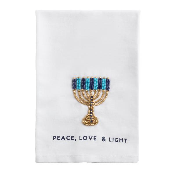 MENORAH BEADED HANUKKAH TOWEL By Mud Pie