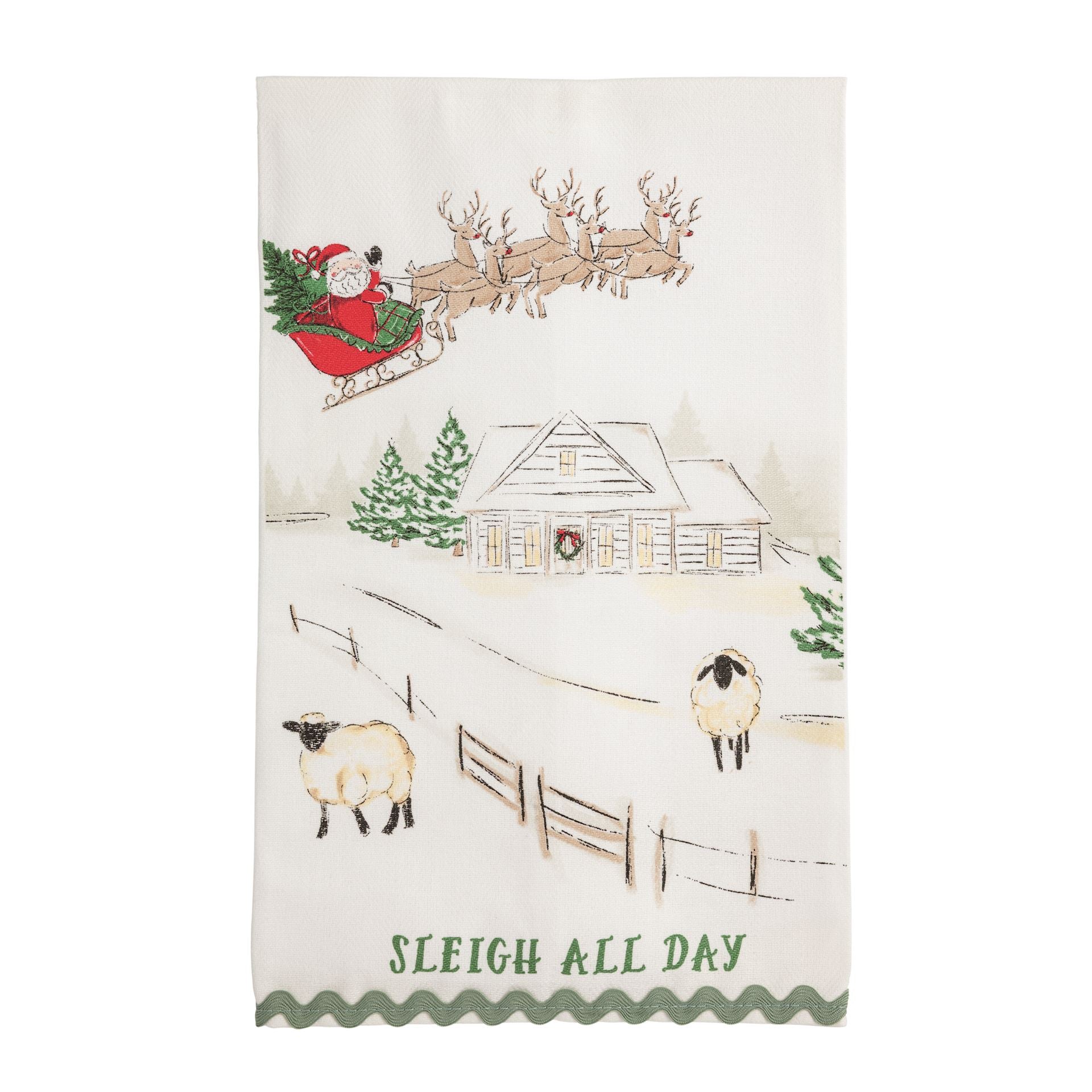 Farm Christmas Ric-Rac Towel by Mud Pie