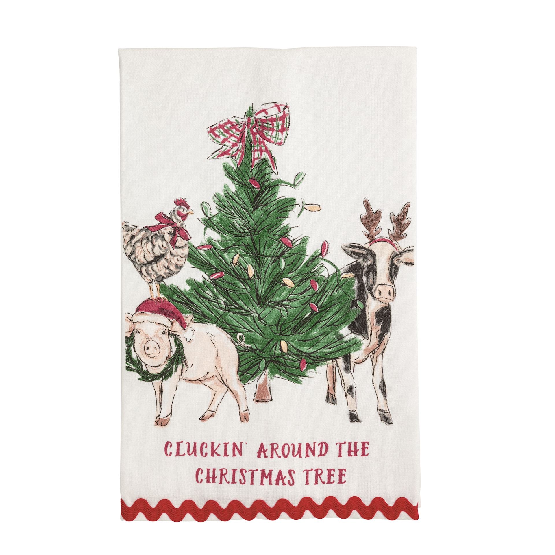 Farm Christmas Ric-Rac Towel by Mud Pie